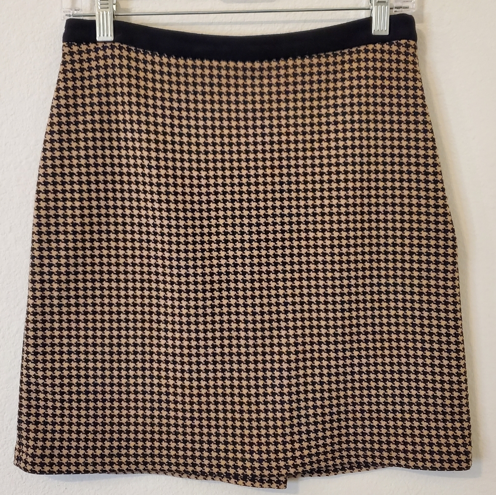 Houndstooth Print Midi Skirt Ann Taylor - Size 4 Petite